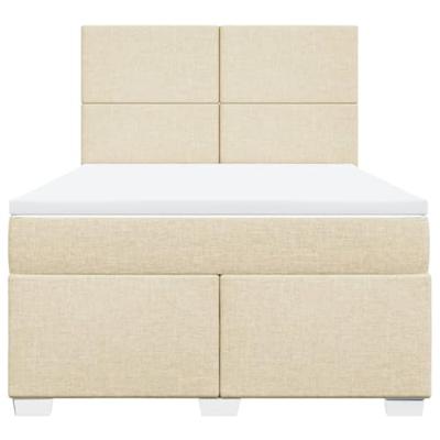 Boxspring met matras stof crèmekleurig 140x200 cm