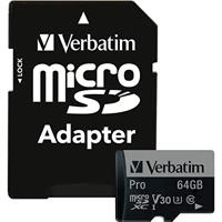 Verbatim PRO microSDXC-kaart 64 GB Class 10, UHS-I, UHS-Class 3 Incl. SD-adapter - thumbnail
