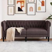Tweezitsbank Chesterfield-stijl stof donkerbruin - thumbnail