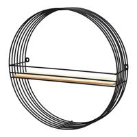 Wandrek van metaal/hout, zwart (B/H/D) 40x40x10 cm - thumbnail