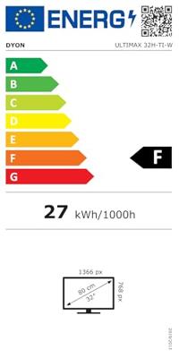 Dyon Ultimax 32H-TI-W LED-TV 80 cm 32 inch Energielabel F (A - G) DVB-C, DVB-S2, DVB-T, DVB-T2, HD ready, Smart TV, WiFi Zwart