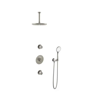Hotbath Buddy - Inbouw Regendoucheset - 2 Stopkranen - Thermostatisch - Plafondbuis 15 cm - Hoofddouche 250 mm - Ronde Handdouche 3 Standen - Waterbesparend - V02