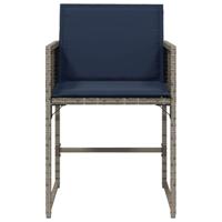 Tuinstoelen 4 st met kussens poly rattan grijs - thumbnail