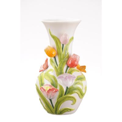 Kleurrijke vaas met tulpen 19x33,5cm