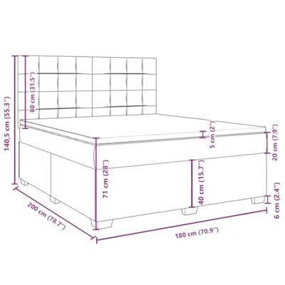 Boxspring met matras stof lichtgrijs 180x200 cm