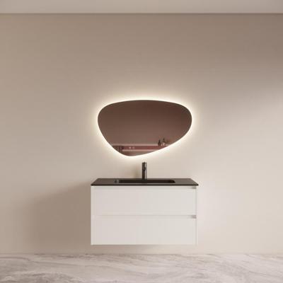 Badmeubelset BWS Riga met Asia Wastafel Zwart 100 cm Mat Wit