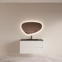 Badmeubelset BWS Riga met Asia Wastafel Zwart 100 cm Mat Wit - thumbnail