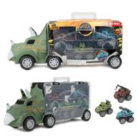 World Of Dinosaurs dinotruck met 3 pull-back auto's - thumbnail