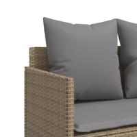 5-delige Loungeset met kussens poly rattan beige - thumbnail