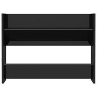 VidaXL Wandschoenenkasten 2 st 80x18x60 cm hout hoogglans zwart - thumbnail