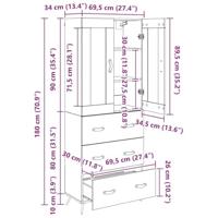 Hoge opbergkast met plank 2 pcs Zwart Eiken Bewerkt hout - thumbnail