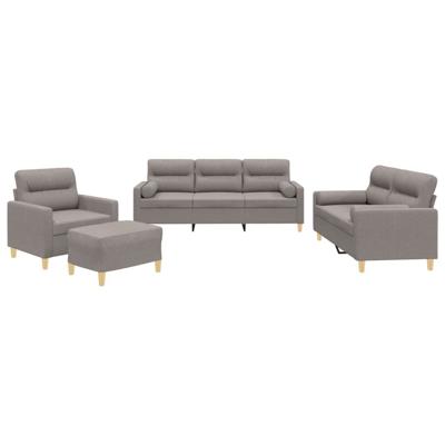 4-delige Loungeset met kussens stof taupe