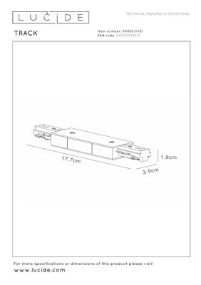Lucide TRACK Startvoeding - 1-fase railsysteem / Railverlichting - Dubbel - Wit (Uitbreiding) Lucide TRACK Startvoeding - 1-fase railsysteem / Railverlichting - Dubbel - Wit (Uitbreiding)