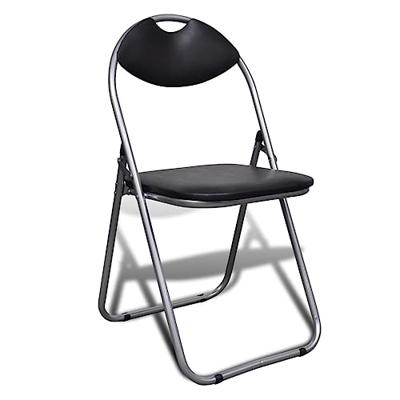 VidaXL Opklapbare stoelen, 6 stuks, zwart kunstleer en staal.