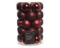 Onbreekbare kerstballen ossenbloed in koker 34 st Decoris - Decoris - thumbnail