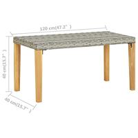 Tuinbank 120 cm poly rattan en massief acaciahout grijs - thumbnail