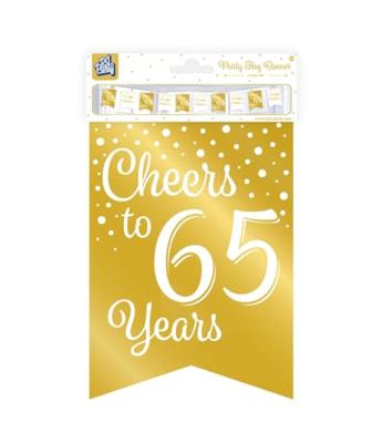 Verjaardagsslinger Vaandel 65 Jaar Goud/Wit (6m)
