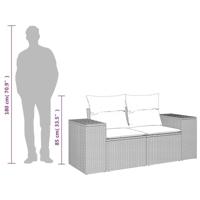 Tuinbank 2-zits met kussens poly rattan zwart - thumbnail