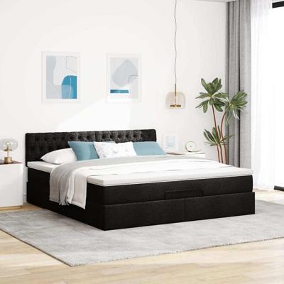 Ottoman bed met matras en LED's 100x200 cm stof zwart