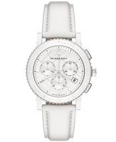 Horlogeband Burberry BU9701 Leder Wit 20mm - thumbnail