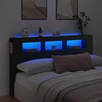 Hoofdeinde met LED 180x18,5x103,5 cm bewerkt hout zwart - thumbnail