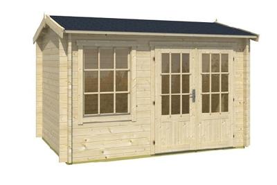 Tuindeco Daisy Blokhut 350x250 cm 40 mm vuren blank- Zadeldak- Onbehandeld vurenhout- Tuindeco