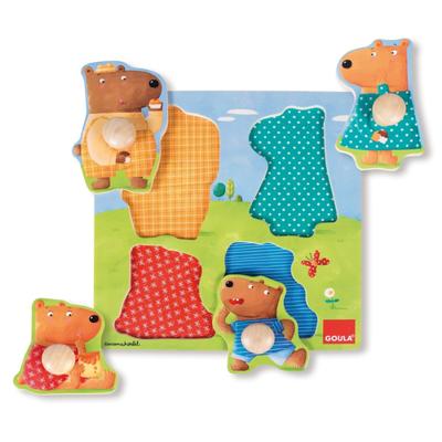 Goula puzzel - houten knopjespuzzel met 4 beren - 4 stukjes