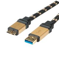 ROLINE GOLD USB 3.2 Gen 1 Kabel, USB A - Micro B, M/M, 0,8 m - thumbnail