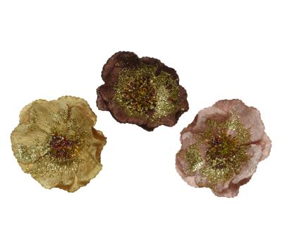 Roos pes fluweel clip d11h4 cm a3 kerstversiering Decoris - Decoris