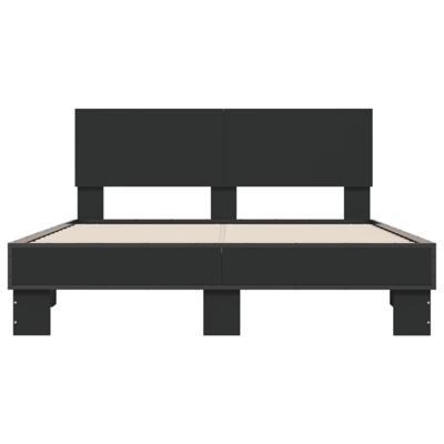 Bedframe bewerkt hout metaal zwart 120x200 cm - thumbnail