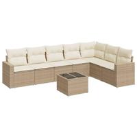 8-delige Loungeset met kussens poly rattan beige - thumbnail