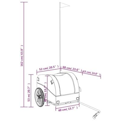 Fietstrailer 30 kg ijzer zwart en oranje