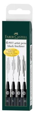 Faber Castell Tekenstift Pitt Artist Pen - etui 4 stuks - zwart