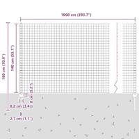 VidaXL Hek met paal grijs 1,4 x 10 m staal en pvc - thumbnail