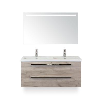 Seville Badmeubelset 120 cm - 2 laden Craft Oak - Wastafel Djazz Dubbel - met Sence Spiegel