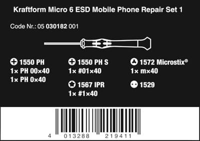 Wera Kraftform Micro 6 ESD Smartphone-reparatieset 1, 6-delig schroevendraaier