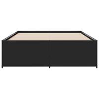Bedframe LED bewerkt hout metaal zwart 140x190 cm - thumbnail