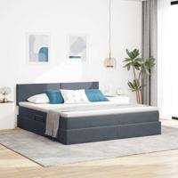 Opslag bed met matras Donkergrijs 180 x 200 cm Fluweel - thumbnail