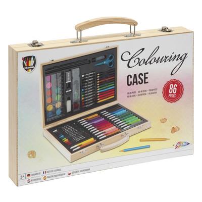 Grafix Houten kleurkoffer fsc, 86dlg.