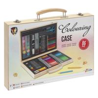 Grafix Houten kleurkoffer fsc, 86dlg. - thumbnail