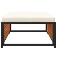 Tuinvoetenbank met kussen 68x68x30 cm massief acaciahout - thumbnail