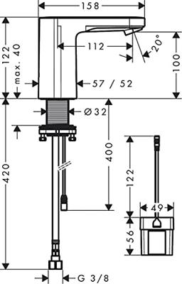 Hansgrohe Vernis wastafelkraan elektronisch 6V koud water chroom 71503000 - thumbnail
