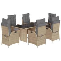 7-delige Tuinset met kussens poly rattan gemengd beige - thumbnail
