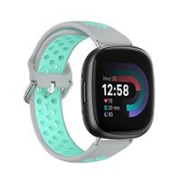 Fitbit Versa 3 & 4 / Sense 1 & 2 - Sport editie - Large - Grijs + turquoise - thumbnail
