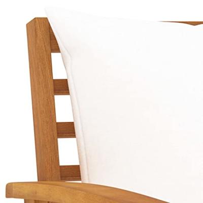Tuinstoelen 2 st met crmekleurig kussen massief acaciahout - thumbnail