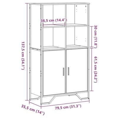 Hoge kast 79,5x35,5x137,5 cm bewerkt hout bruin eikenkleur