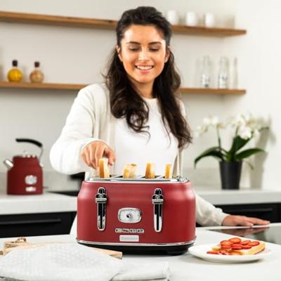Westinghouse Retro Broodrooster - 4 Sleuven Broodrooster - Rood