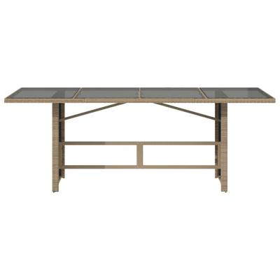 Tuintafel met glazen blad 190x80x74 cm poly rattan beige - thumbnail