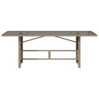 Tuintafel met glazen blad 190x80x74 cm poly rattan beige - thumbnail