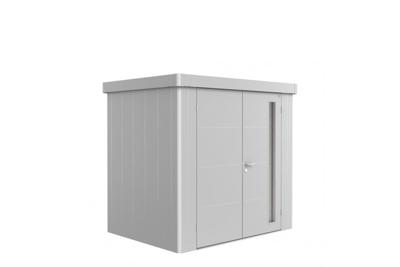 Biohort Neo 1B metalen tuinhuis zilver 236x180 cm met dubbele deur